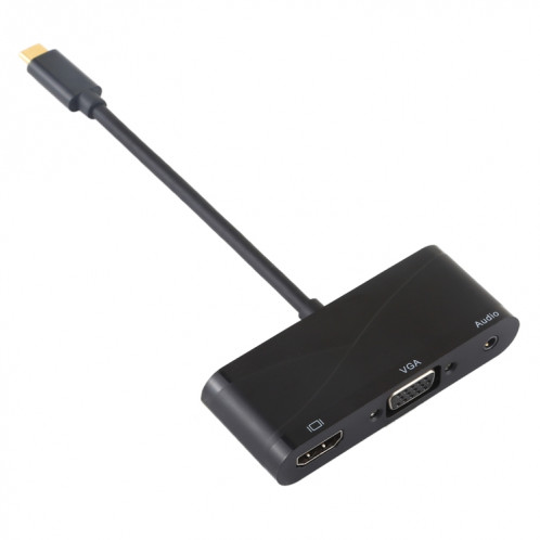 Adaptateur USB 2.0 + Port Audio + VGA + HDMI vers USB-C / Type-C HUB (Noir) SH606B654-010