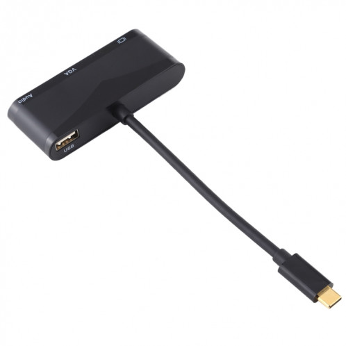 Adaptateur USB 2.0 + Port Audio + VGA + HDMI vers USB-C / Type-C HUB (Noir) SH606B654-010