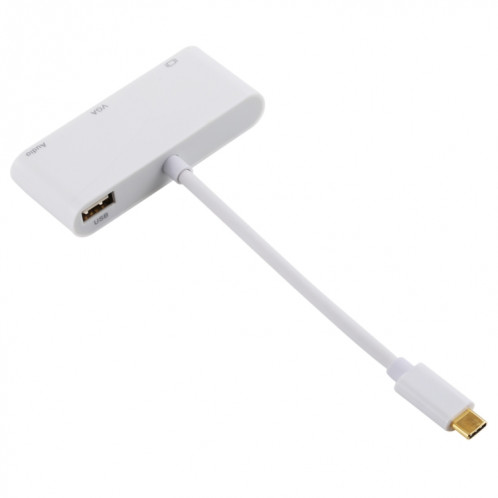 Adaptateur USB 2.0 + Port Audio + VGA + HDMI vers USB-C / Type-C HUB (Blanc) SH606W1177-010