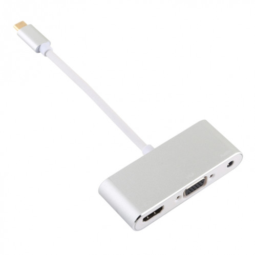 Adaptateur USB 2.0 + Port Audio + VGA + HDMI vers USB-C / Type-C HUB (Argent) SH607S1111-08