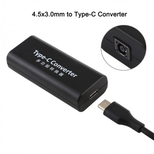 Adaptateur de connecteur d'alimentation femelle DC 4.5 x 3.0mm vers USB-C / Type C femelle avec câble USB-C / Type C de 15 cm SH96081134-05