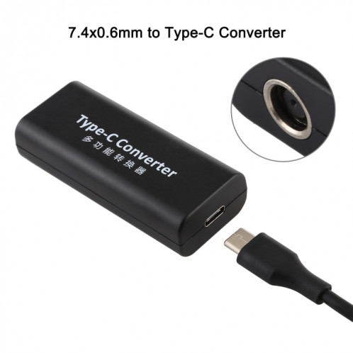 Adaptateur de connecteur d'alimentation femelle DC 7,4 x 0,6 mm vers USB-C / Type-C femelle avec câble USB-C / Type C de 15 cm SH9610459-05