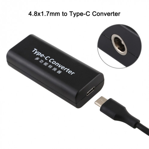 Adaptateur de connecteur d'alimentation femelle DC 4.8 x 1.7mm vers USB-C / Type-C femelle avec câble USB-C / Type C de 15 cm SH96111641-05