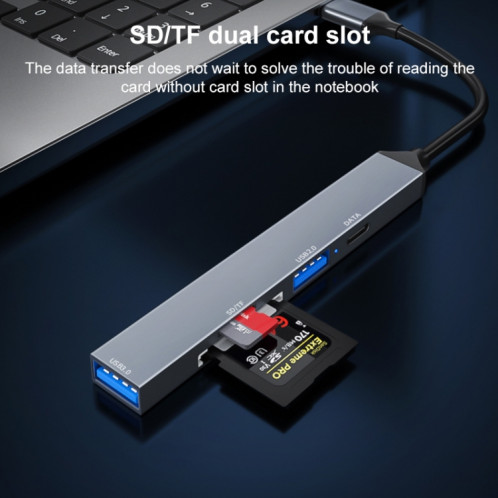 ADS-806C 5 en 1 USB-C / Type-C vers USB 3.0 + USB-C / Type-C + SD/TF + Station d'accueil HUB USB2.0 SH9701720-07