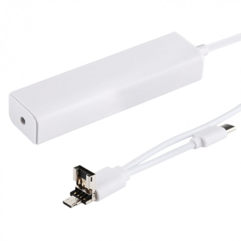 3 en 1 USB-C / Type C + Micro USB + 4 x Convertisseur de concentrateur USB 2.0, Longueur du câble: 12 cm (Blanc) SH757W1717-06