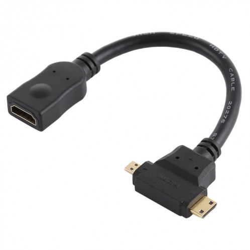 HDMI femelle vers mini HDMI + câble micro HDMI en forme de T (noir) SH759B1582-04