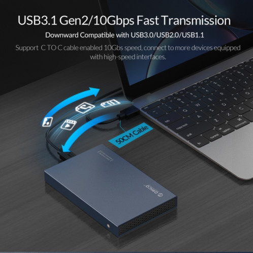 ORICO 2518C3-G2 2,5 pouces SATA vers USB3.1 Gen2 Interface USB-C / Type-C Boîtier de disque dur en alliage d'aluminium, capacité de prise en charge: 4 To (argent) SO802S1524-013