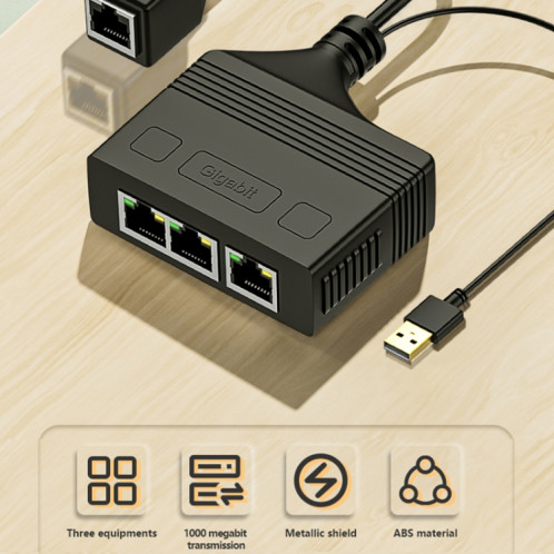 Câble répartiteur de réseau Ethernet RJ45 femelle 3 en 1, coupleur réseau Gigabit SH9830111-010
