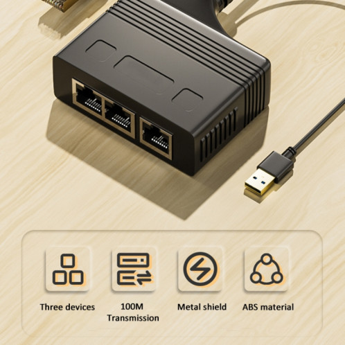 Câble répartiteur de réseau RJ45 mâle 3 en 1, 100M, coupleur de réseau Ethernet SH98311526-010