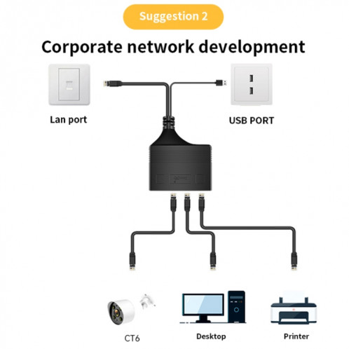 Câble répartiteur de réseau RJ45 mâle 3 en 1, 100M, coupleur de réseau Ethernet SH98311526-010