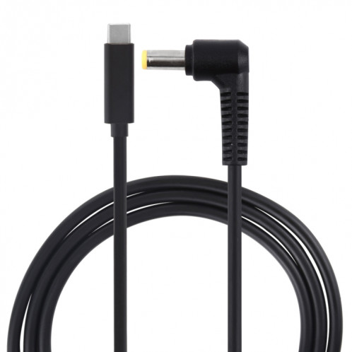 Câble d'alimentation et de chargement pour ordinateur portable PD65W USB-C / Type-C coudé vers 5,5 x 2,5 mm 1,5 m (noir) SH954B1487-07