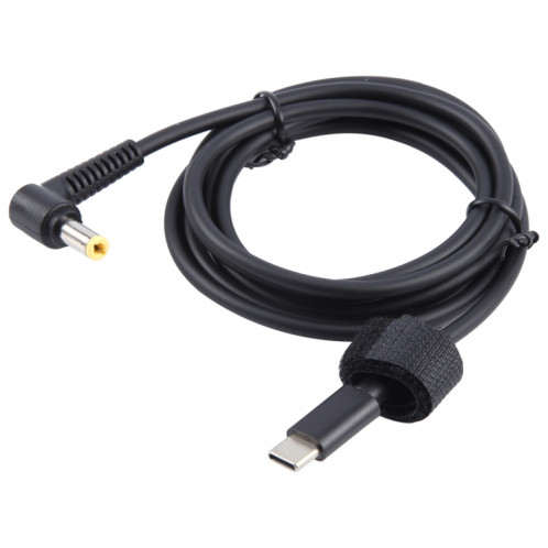 Câble d'alimentation et de chargement pour ordinateur portable PD65W USB-C / Type-C coudé vers 5,5 x 2,5 mm 1,5 m (noir) SH954B1487-07
