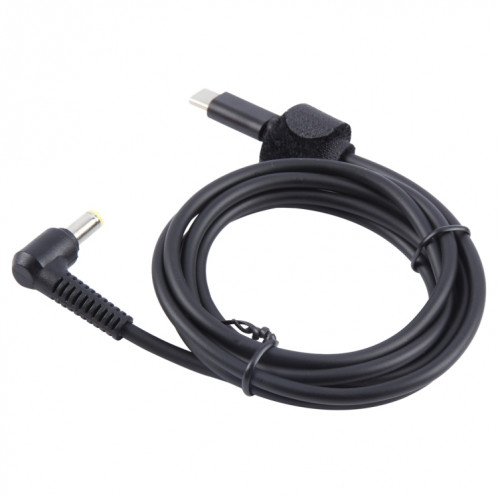 Câble d'alimentation et de chargement pour ordinateur portable PD65W USB-C / Type-C coudé vers 5,5 x 2,5 mm 1,5 m (noir) SH954B1487-07