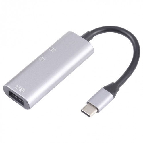 NK-3040 3 en 1 Homme USB-C / Type-C mâle à usb femelle + SD / TF Lecteur de carte SD / TF SH99551496-05