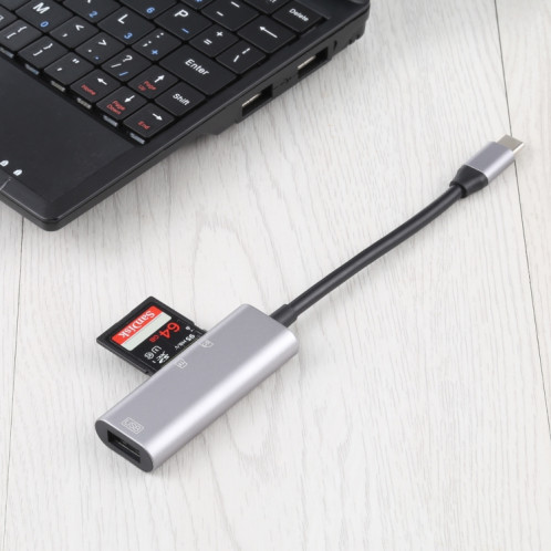 NK-3040 3 en 1 Homme USB-C / Type-C mâle à usb femelle + SD / TF Lecteur de carte SD / TF SH99551496-05