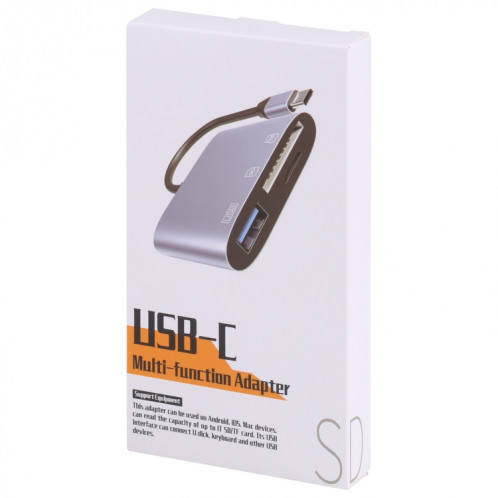 NK-3041 3 en 1 USB-C / Type-C mâle sur USB femelle + SD / TF Slots Card Adaptateur OTG Adaptateur SD / TF Lecteur de carte TF SH9956917-08
