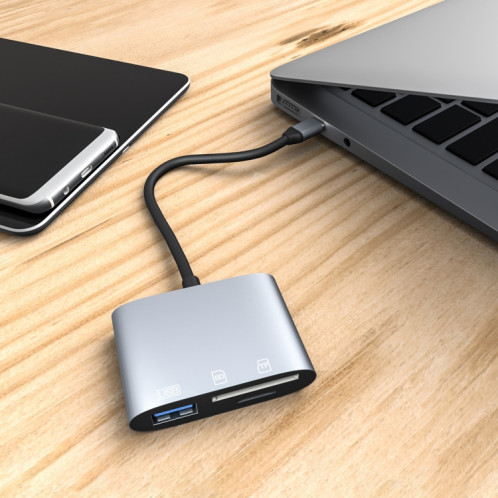 NK-3041 3 en 1 USB-C / Type-C mâle sur USB femelle + SD / TF Slots Card Adaptateur OTG Adaptateur SD / TF Lecteur de carte TF SH9956917-08