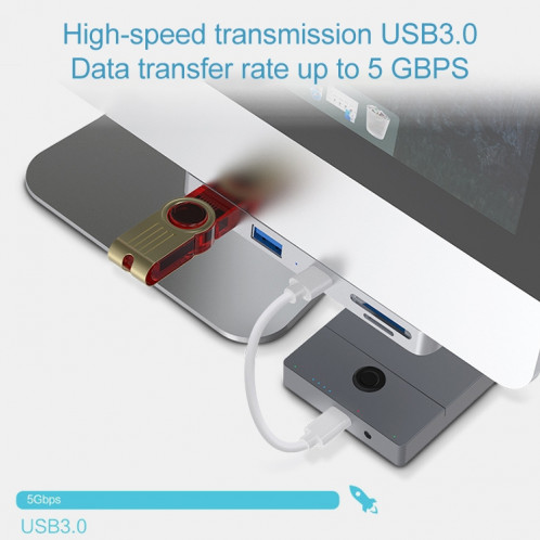 Rocketek pour iMac USB3.0 x 3 + SD / TF Station d'extension HUB multifonction SR996992-09
