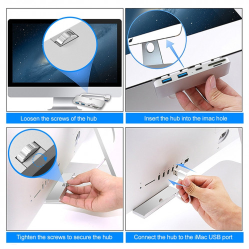 Rocketek pour iMac USB3.0 x 3 + SD / TF Station d'extension HUB multifonction SR996992-09