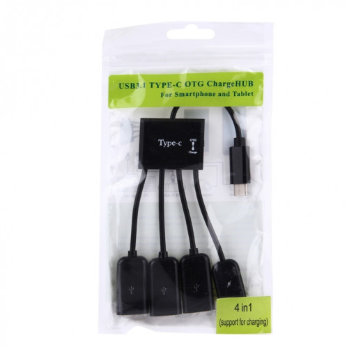 Câble USB 2.0 OTG HUB 4 ports USB-C / Type-C vers USB à 3 ports avec alimentation Micro USB SP99951449-07