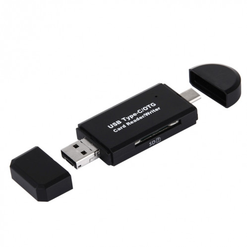 3 en 1 USB-C / Type-C 3.1 vers USB 2.0 + Micro USB + SD(HC) + Adaptateur lecteur de carte Micro SD avec fonction OTG (Noir) SH9997125-08