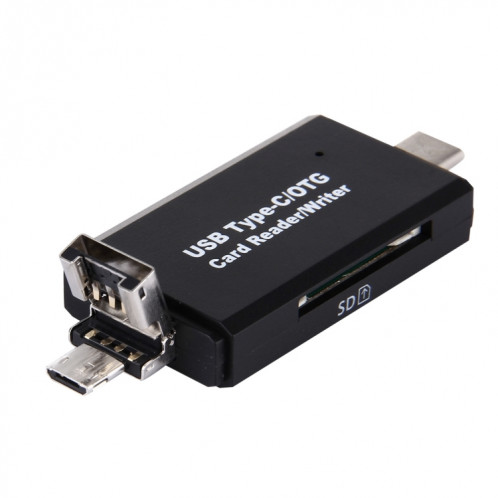3 en 1 USB-C / Type-C 3.1 vers USB 2.0 + Micro USB + SD(HC) + Adaptateur lecteur de carte Micro SD avec fonction OTG (Noir) SH9997125-08