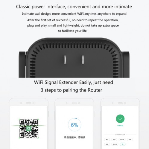 D'origine Xiaomi WiFi Amplificateur Pro 300 Mbps WiFi Routeur Intelligent Routeur avec 2x2 Antennes Externes (Noir) SO335B633-08