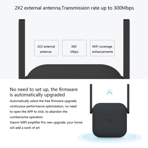 D'origine Xiaomi WiFi Amplificateur Pro 300 Mbps WiFi Routeur Intelligent Routeur avec 2x2 Antennes Externes (Noir) SO335B633-08