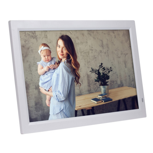 Cadre photo numérique de 21,5 pouces à LED avec support et télécommande, prise US (blanc) SH003W1318-06