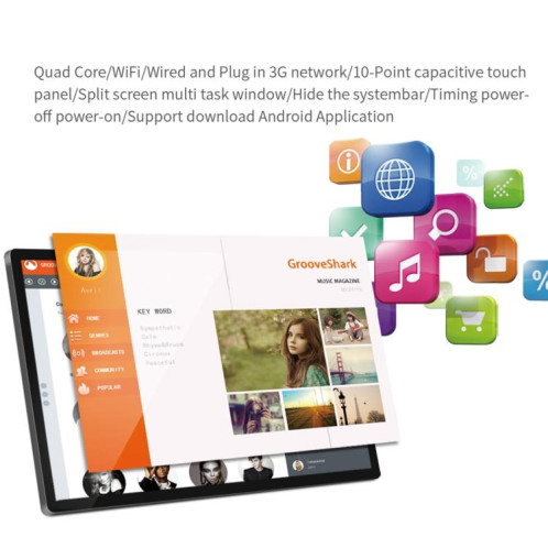 Cadre photo numérique avec écran LCD 32 pouces, 2 Go + 16 Go, processeur quad-core RK3568, Android 11 SH1026906-010