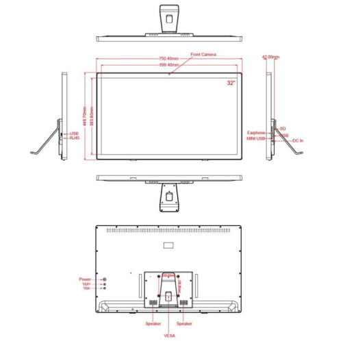 Cadre photo numérique avec écran LCD 32 pouces, 2 Go + 16 Go, processeur quad-core RK3568, Android 11 SH1026906-010