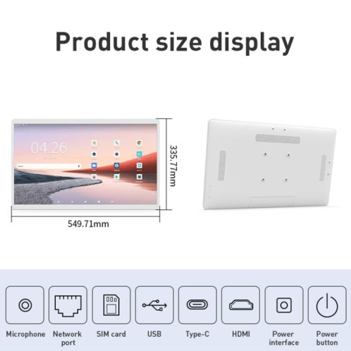 Écran publicitaire IPS HSD2495T 24 pouces, Android 14, RK3576S, 4 Go + 32 Go (blanc) SH029W582-012
