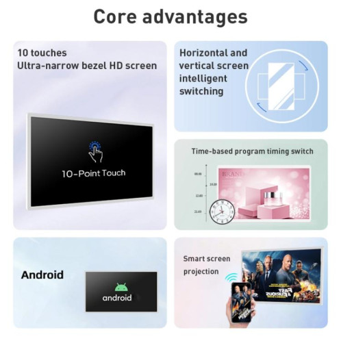Écran publicitaire IPS HSD3295T 32 pouces, Android 14, RK3576S, 4 Go + 32 Go (blanc) SH030W1234-012