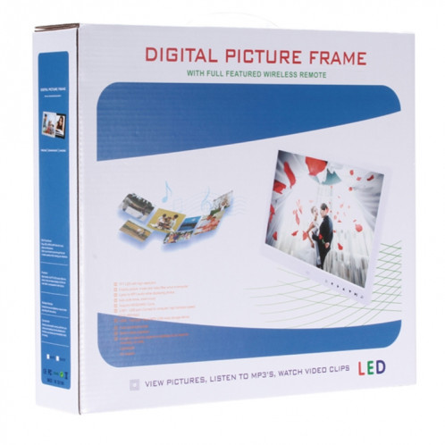 Cadre photo numérique à DEL FHD de 11,6 pouces avec support et télécommande, programme MSTAR V56, entrée USB / carte SD compatible (noir) SH070B28-09