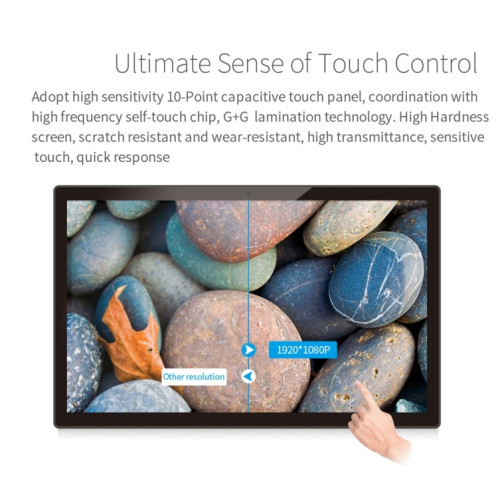 Cadre photo numérique à écran LCD 21,5 pouces, double cœur A72 + Quad-core A53, RK3399 jusqu'à 2,0 GHz, Android 7.1, 2 Go + 16 Go, prise en charge WiFi et Ethernet et Bluetooth et carte SD et prise 3,5 mm SH11241208-011