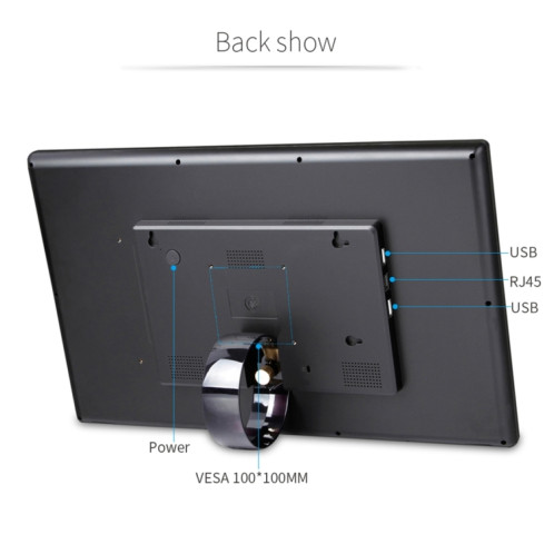 Cadre photo numérique à écran LCD 21,5 pouces, double cœur A72 + Quad-core A53, RK3399 jusqu'à 2,0 GHz, Android 7.1, 2 Go + 16 Go, prise en charge WiFi et Ethernet et Bluetooth et carte SD et prise 3,5 mm SH11241208-011