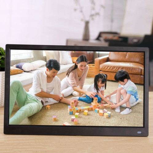 Cadre photo numérique à écran LED FHD de 15,6 pouces avec support et télécommande, programme MSTAR V53, prise en charge de l'entrée de carte USB / SD (noir) SH560B1521-08