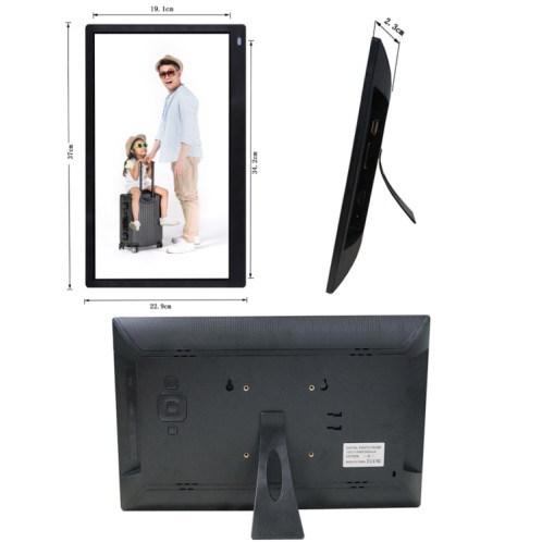 Cadre photo numérique à écran LED FHD de 15,6 pouces avec support et télécommande, programme MSTAR V53, prise en charge de l'entrée de carte USB / SD (noir) SH560B1521-08