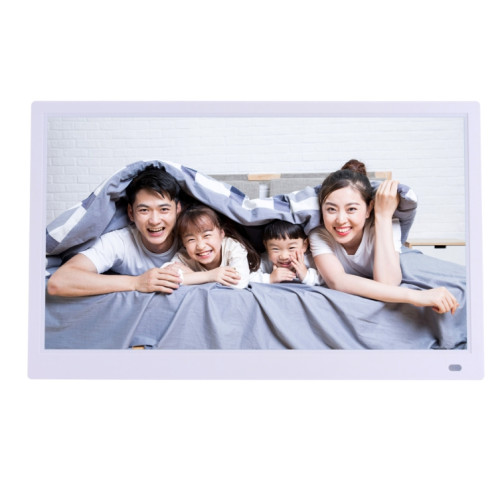 Cadre photo numérique à écran LED FHD de 15,6 pouces avec support et télécommande, programme MSTAR V53, prise en charge de l'entrée de carte USB / SD (blanc) SH560W1350-08