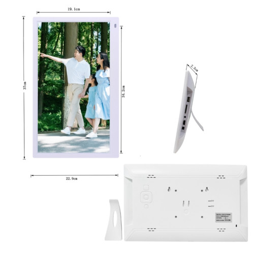 Cadre photo numérique à écran LED FHD de 15,6 pouces avec support et télécommande, programme MSTAR V53, prise en charge de l'entrée de carte USB / SD (blanc) SH560W1350-08