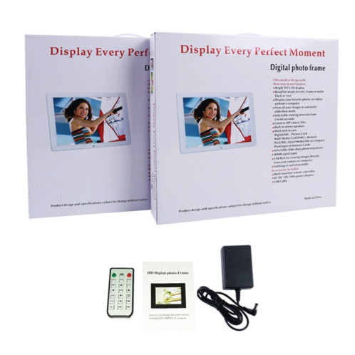 Cadre photo numérique à écran LED FHD de 15,6 pouces avec support et télécommande, programme MSTAR V53, prise en charge de l'entrée de carte USB / SD (blanc) SH560W1350-08