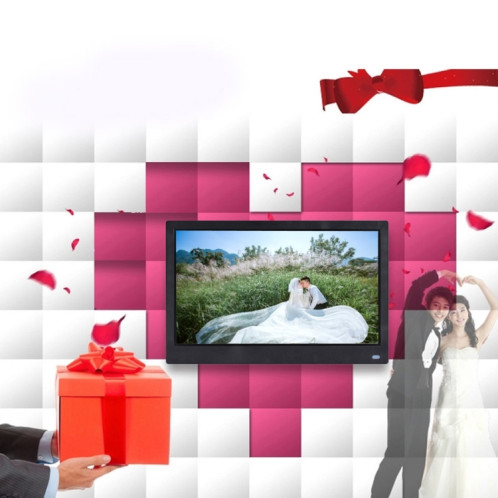 Cadre photo numérique à écran LED FHD de 15,6 pouces avec support et télécommande, programme MSTAR V53, prise en charge de l'entrée de carte USB / SD (blanc) SH560W1350-08