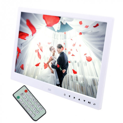 Cadre photo numérique à écran LED de 13,0 pouces avec support / télécommande, allwinner, prise en charge USB / carte SD / OTG (blanc) SH214W1199-012