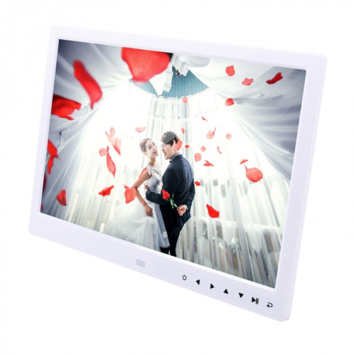 Cadre photo numérique à écran LED de 13,0 pouces avec support / télécommande, allwinner, prise en charge USB / carte SD / OTG (blanc) SH214W1199-012