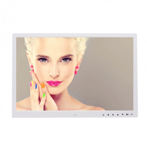 Cadre photo numérique à écran LED de 17,0 pouces avec contrôle à bouton tactile / support / télécommande, technologie Allwinner, prise en charge USB / carte SD / OTG, prise US / EU / UK (blanche) SH320W1933-09