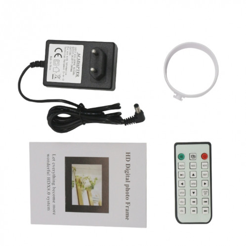 Cadre photo numérique à écran LED de 17,0 pouces avec contrôle à bouton tactile / support / télécommande, technologie Allwinner, prise en charge USB / carte SD / OTG, prise US / EU / UK (blanche) SH320W1933-09