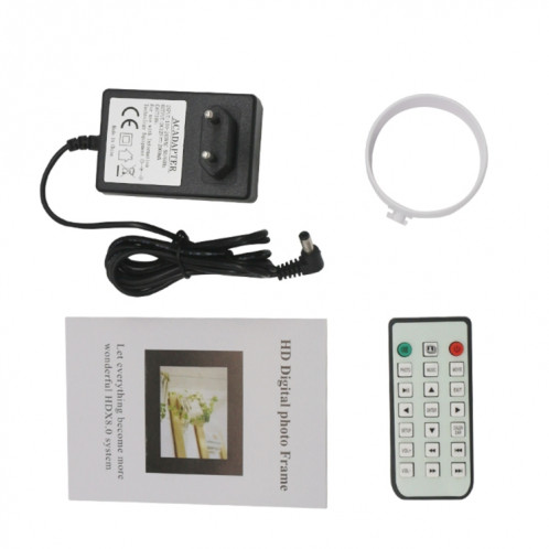 Cadre photo numérique à écran LED de 17,0 pouces avec support / télécommande, technologie Allwinner, prise en charge USB / carte SD / OTG, prise US / EU / UK (blanche) SH321W1341-09