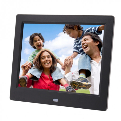 Cadre photo numérique à écran TFT AC 100-240V 8 pouces avec support et télécommande, prise en charge USB / carte SD (noir) SH512B3-08