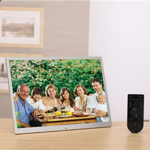 HSD1504 15,4 pouces LED 1280x800 Affichage haute résolution Cadre photo numérique avec support et télécommande, support SD / MMC / MS Port / Port USB, Plug US (Silver) SH16UK1817-09
