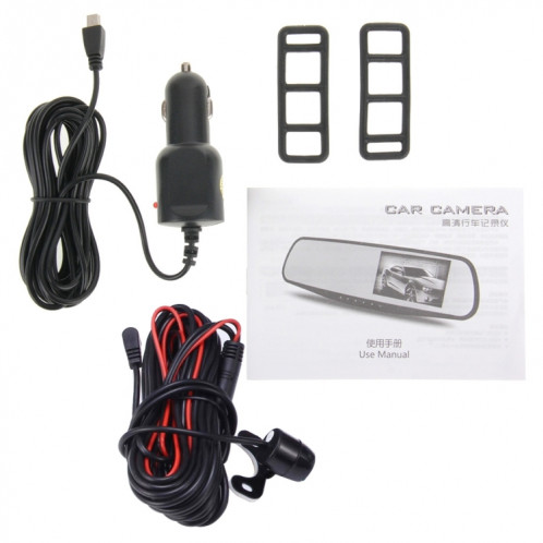 G20 HD 1080P 4,3 pouces écran d'affichage du véhicule DVR avec caméra de recul, Generalplus 2248 programmes, 170 degrés de grand angle de visualisation, fonction d'enregistrement de boucle de soutien / SH0434915-016